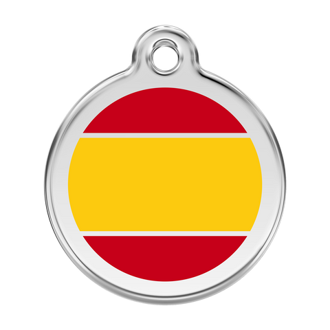 Red Dingo Stainless Steel & Enamel Spanish Flag Dog ID Tag