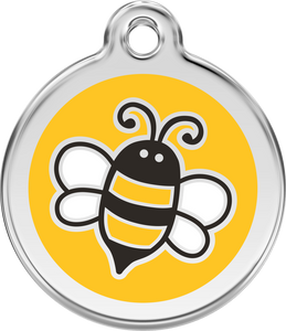 Red Dingo Stainless Steel & Enamel Bumble Bee Dog ID Tag - Yellow