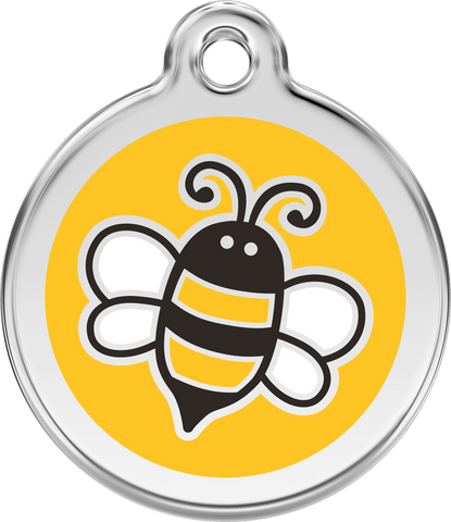 Red Dingo Stainless Steel & Enamel Bumble Bee Dog ID Tag - Yellow