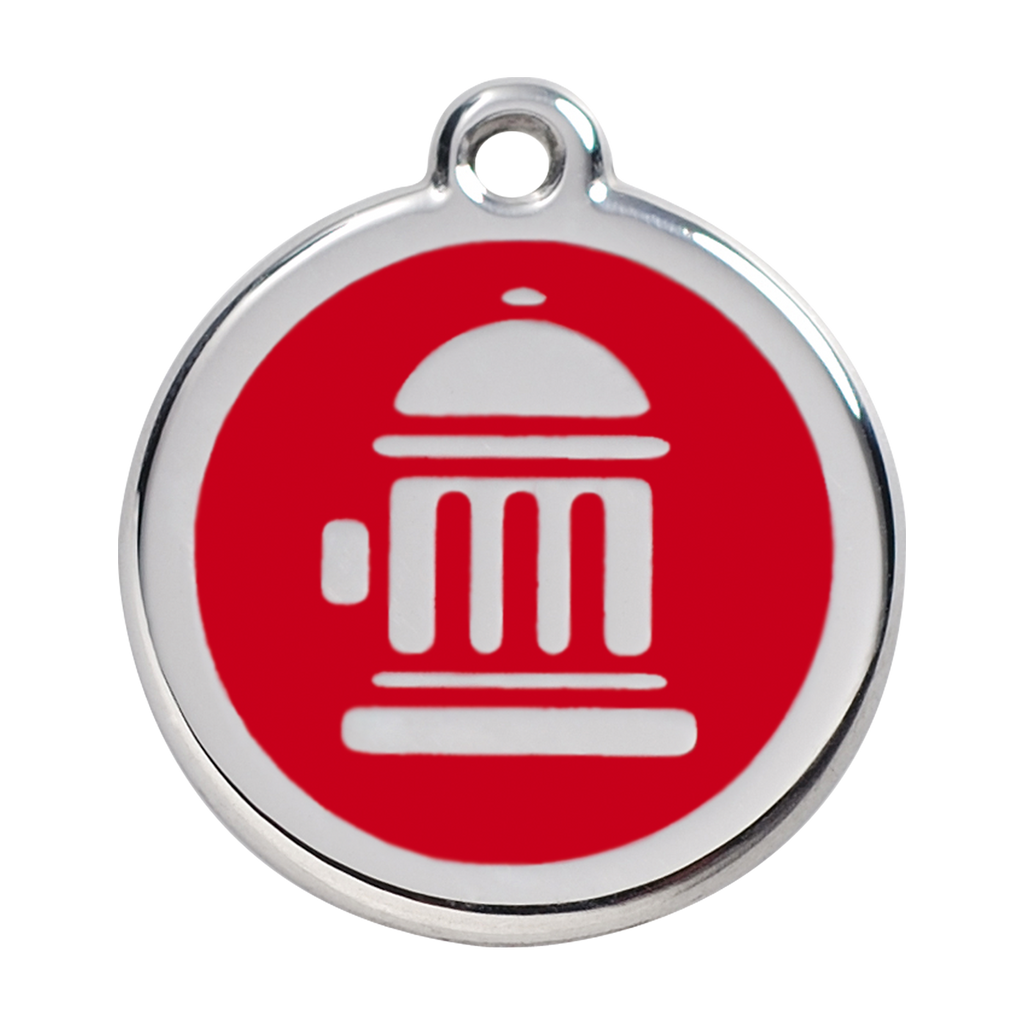 Red Dingo Stainless Steel & Enamel Fire Hydrant Dog ID Tag