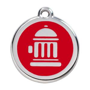 Red Dingo Stainless Steel & Enamel Fire Hydrant Dog ID Tag