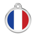 Red Dingo Stainless Steel & Enamel French Flag Dog ID Tag
