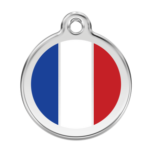 Red Dingo Stainless Steel & Enamel French Flag Dog ID Tag