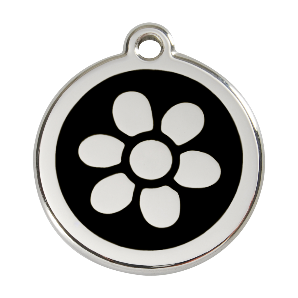 Red Dingo Stainless Steel & Enamel Flower Dog ID Tag