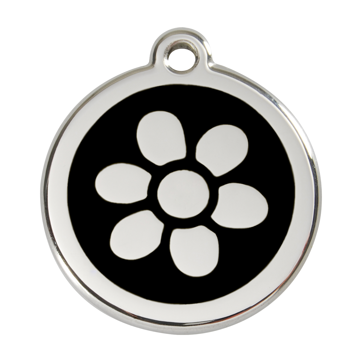 Red Dingo Stainless Steel & Enamel Flower Dog ID Tag