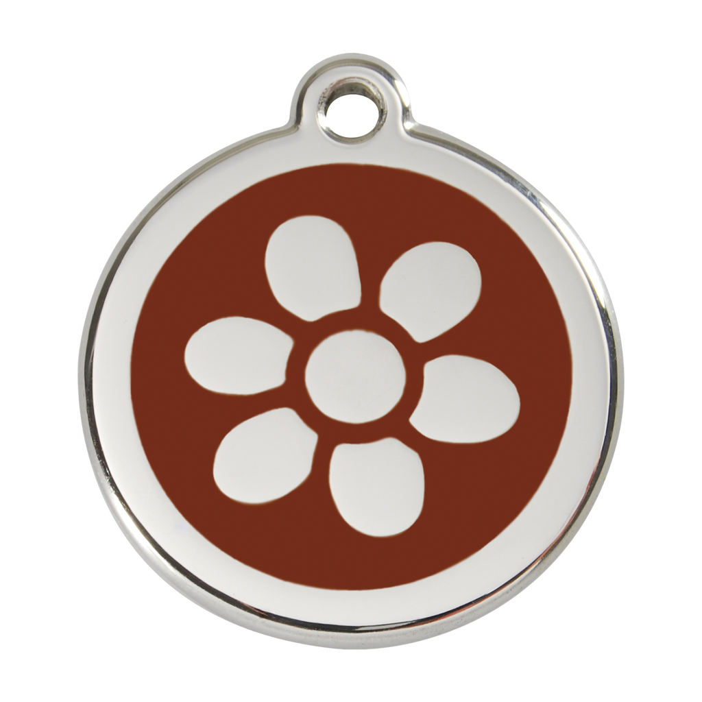 Red Dingo Stainless Steel & Enamel Flower Dog ID Tag