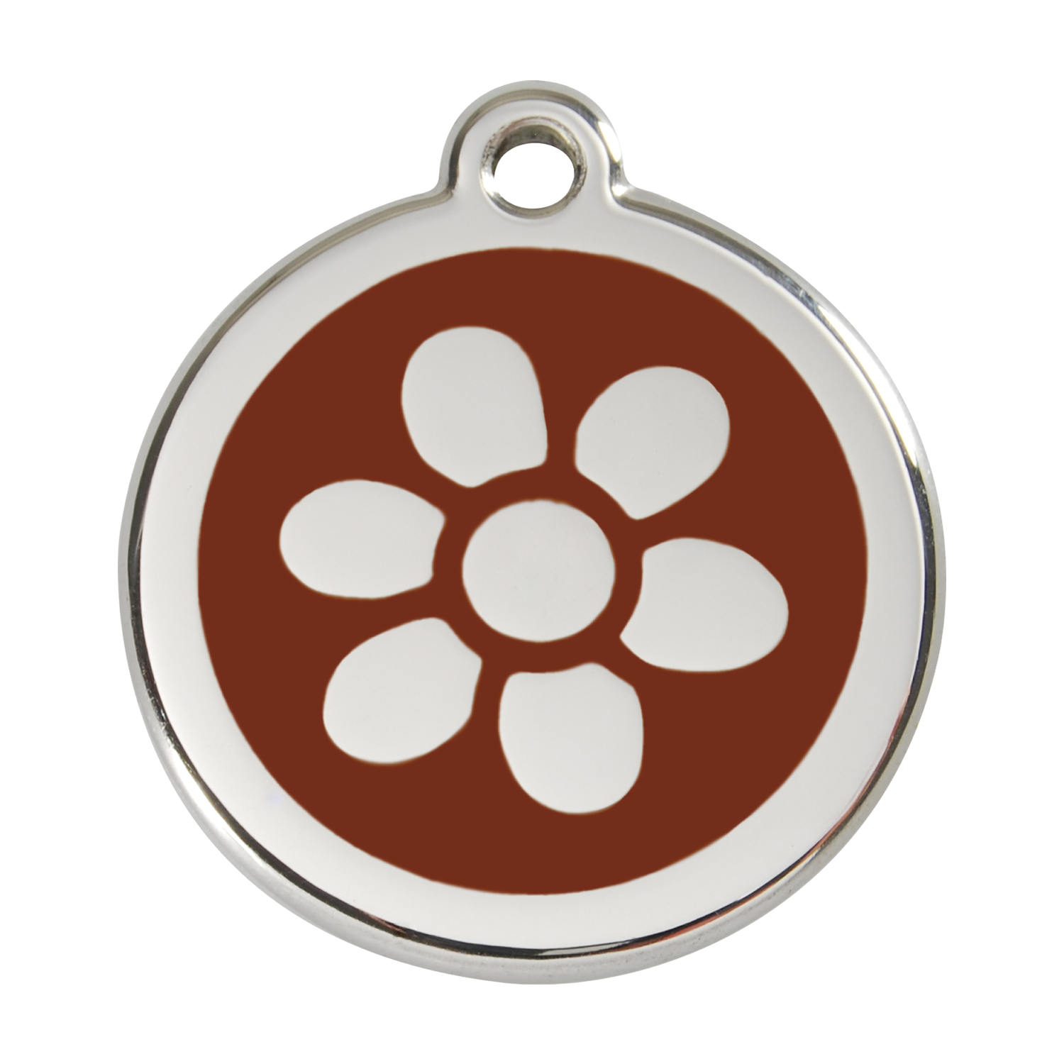 Red Dingo Stainless Steel & Enamel Flower Dog ID Tag