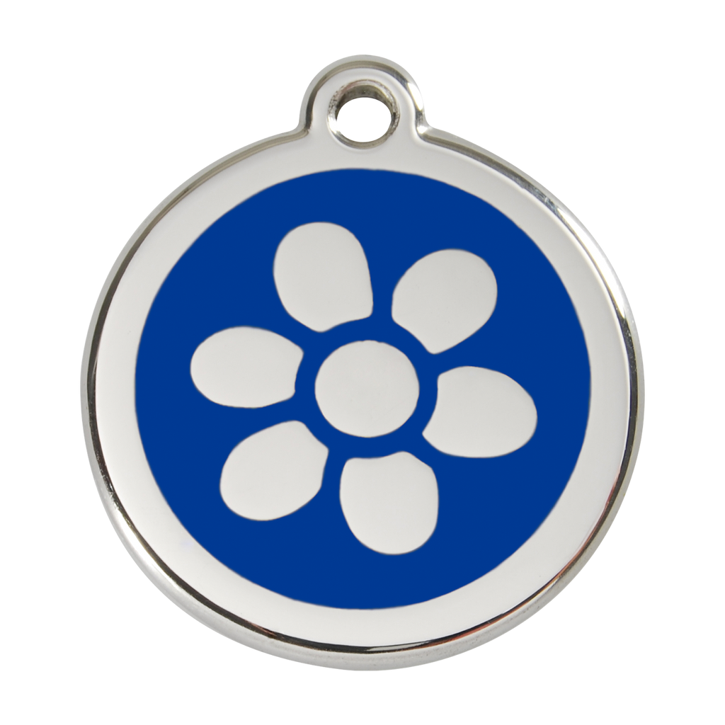 Red Dingo Stainless Steel & Enamel Flower Dog ID Tag