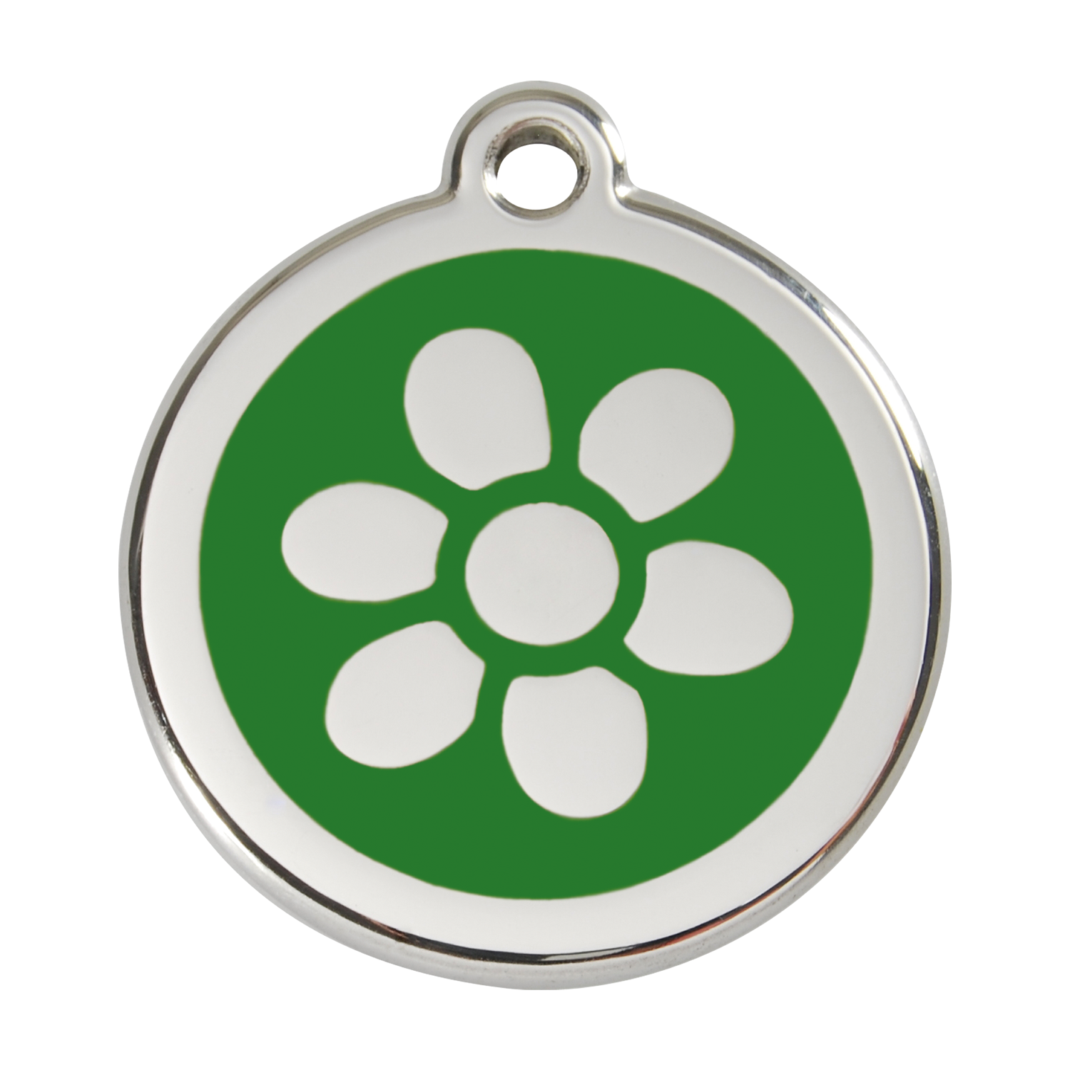 Red Dingo Stainless Steel & Enamel Flower Dog ID Tag