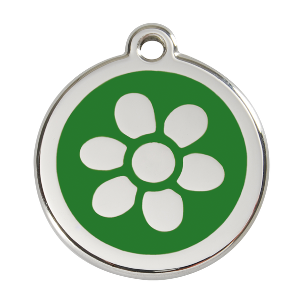 Red Dingo Stainless Steel & Enamel Flower Dog ID Tag