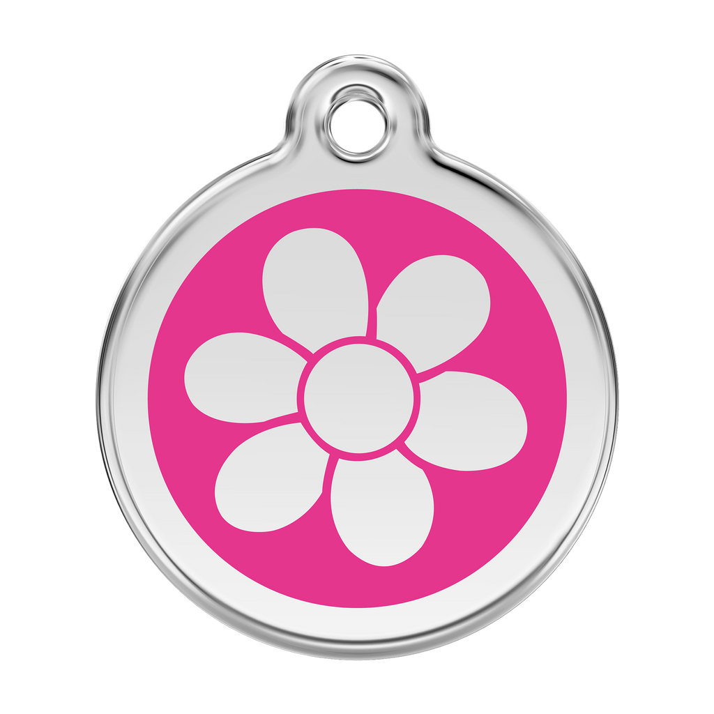 Red Dingo Stainless Steel & Enamel Flower Dog ID Tag