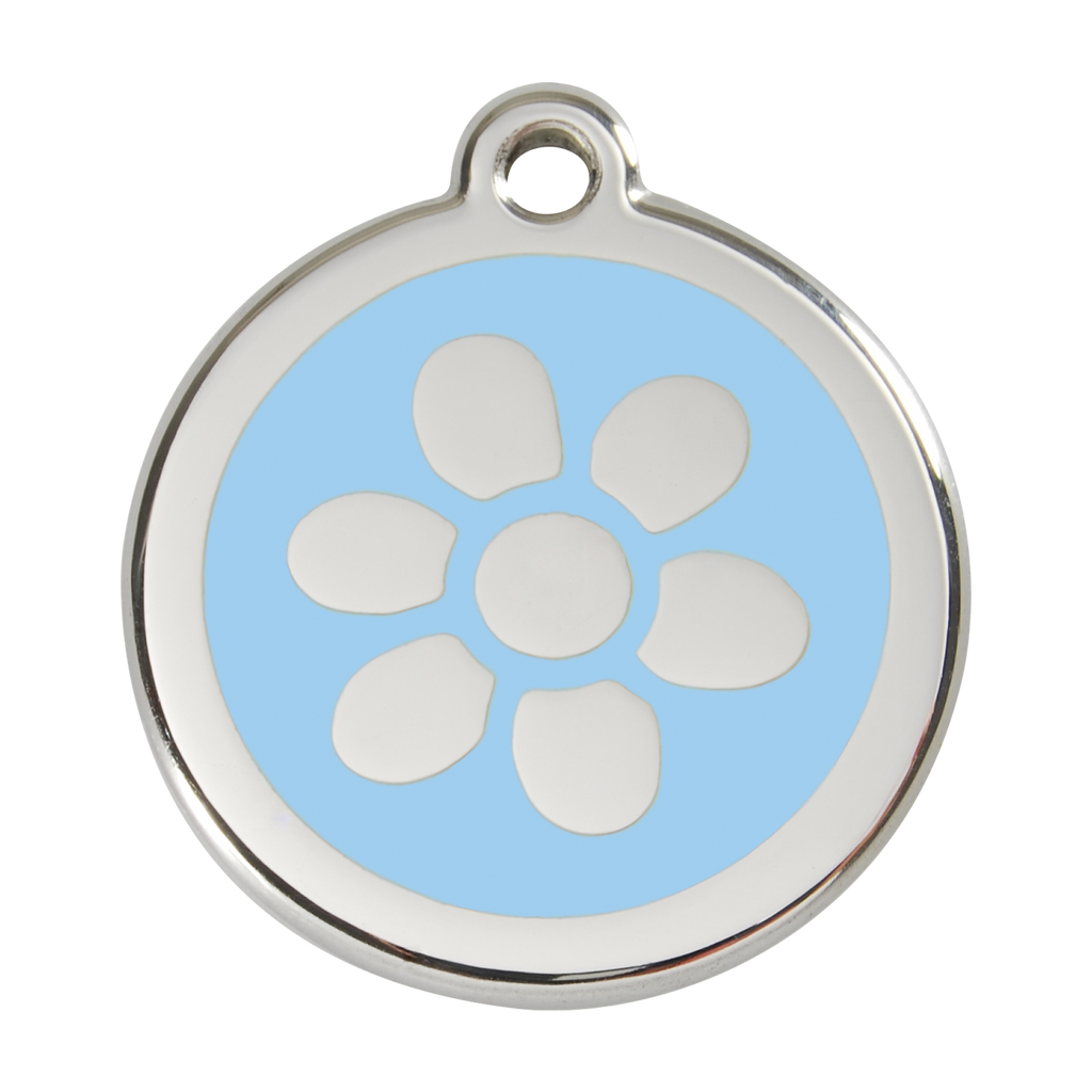Red Dingo Stainless Steel & Enamel Flower Dog ID Tag