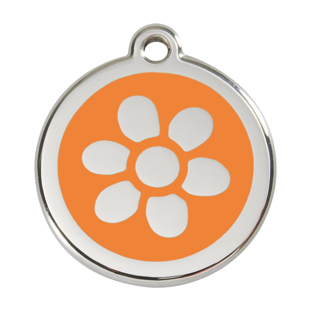 Red Dingo Stainless Steel & Enamel Flower Dog ID Tag