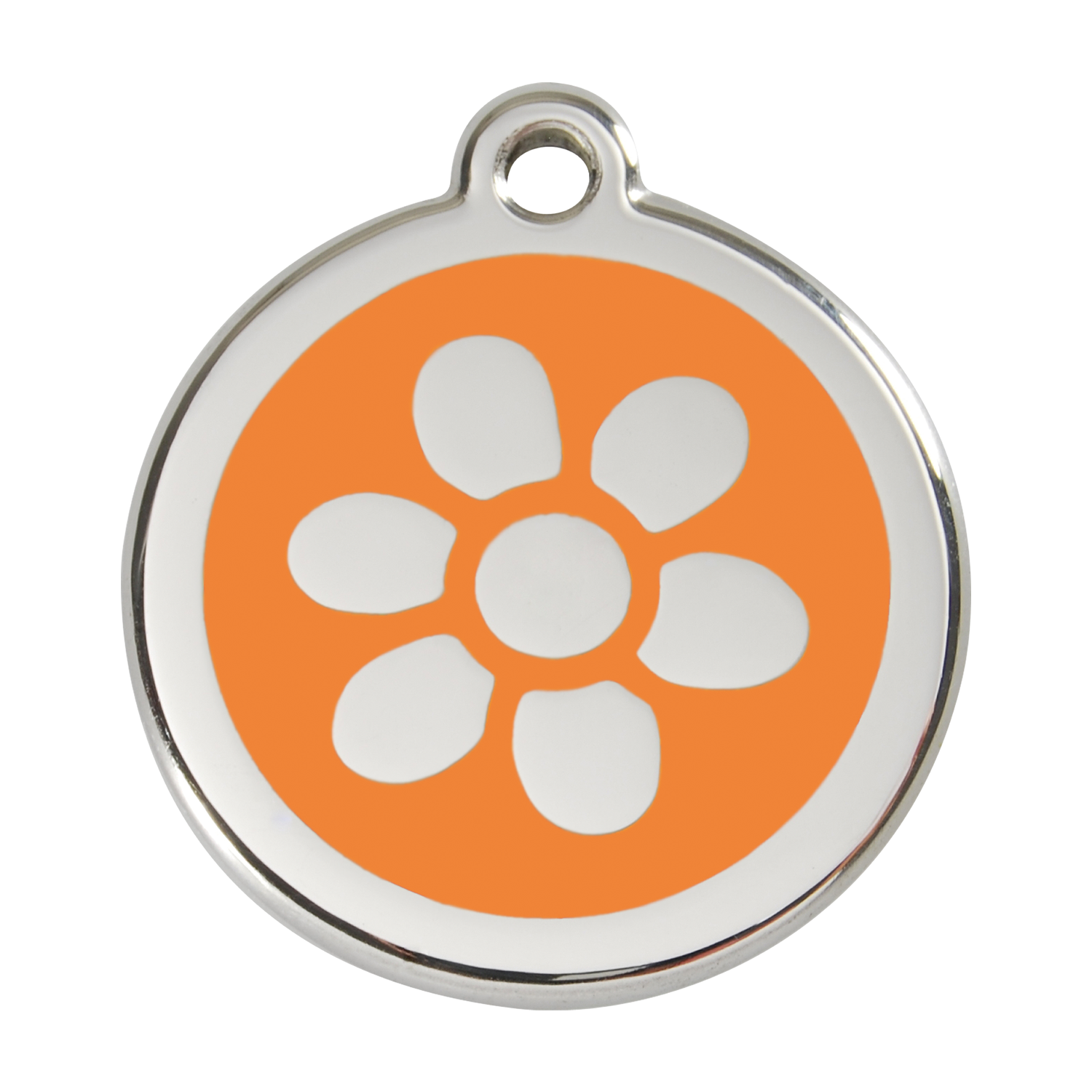 Red Dingo Stainless Steel & Enamel Flower Dog ID Tag