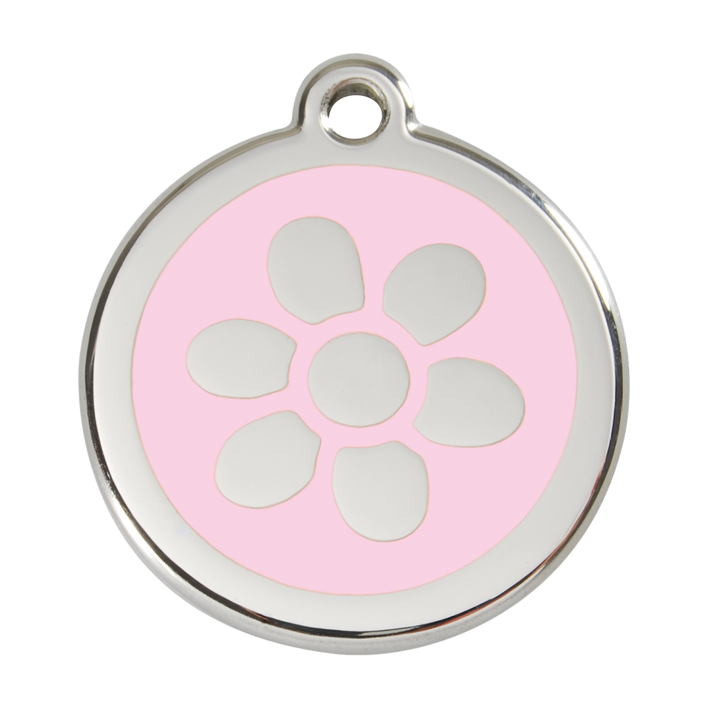 Red Dingo Stainless Steel & Enamel Flower Dog ID Tag