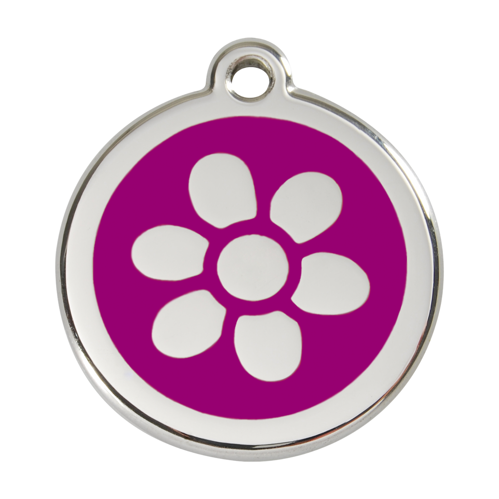 Red Dingo Stainless Steel & Enamel Flower Dog ID Tag