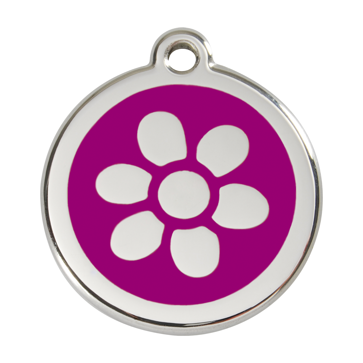 Red Dingo Stainless Steel & Enamel Flower Dog ID Tag