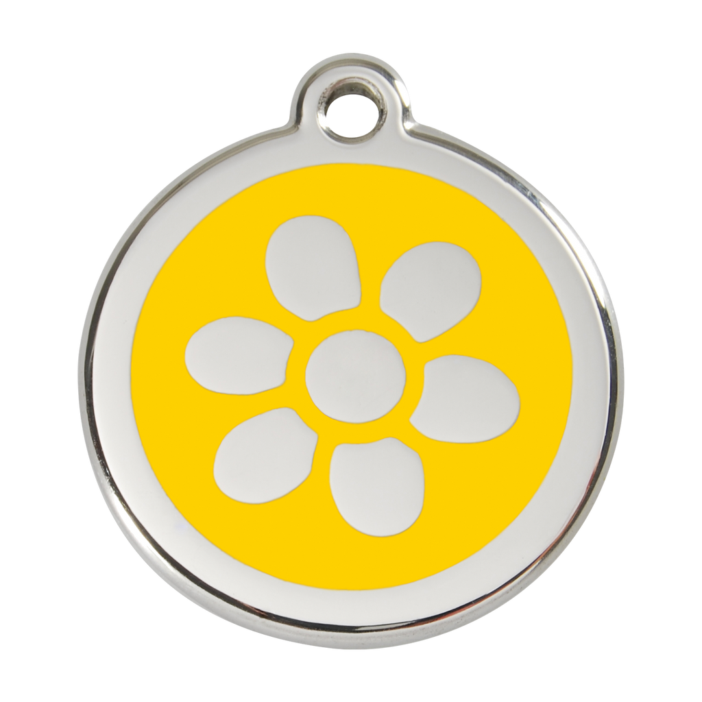 Red Dingo Stainless Steel & Enamel Flower Dog ID Tag