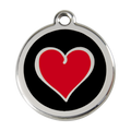 Red Dingo Stainless Steel & Enamel Black & Red Heart Dog ID Tag