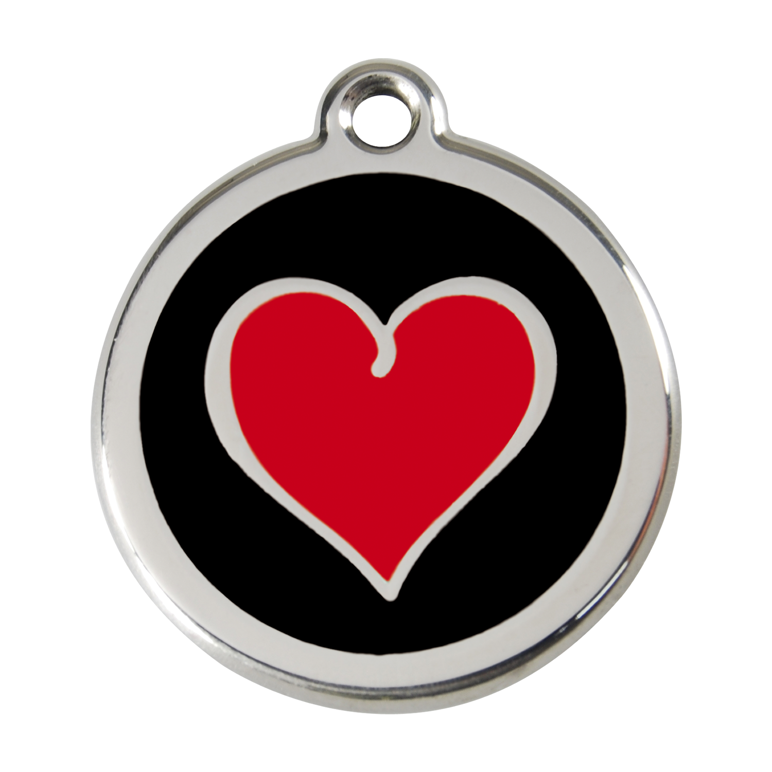 Red Dingo Stainless Steel & Enamel Black & Red Heart Dog ID Tag