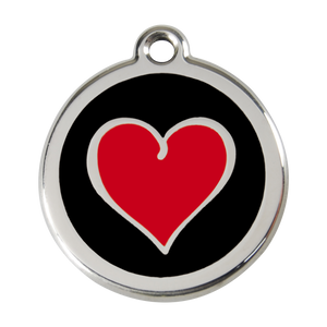 Red Dingo Stainless Steel & Enamel Black & Red Heart Dog ID Tag