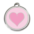 Red Dingo Stainless Steel & Enamel Two Tone Pink Heart Dog ID Tag