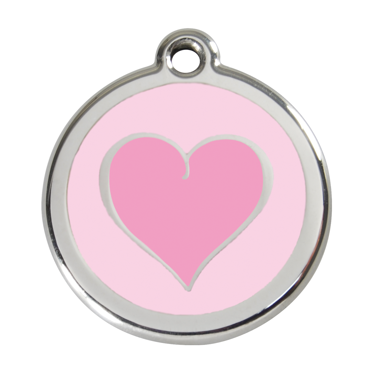 Red Dingo Stainless Steel & Enamel Two Tone Pink Heart Dog ID Tag