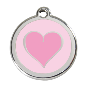 Red Dingo Stainless Steel & Enamel Two Tone Pink Heart Dog ID Tag