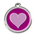 Red Dingo Stainless Steel & Enamel Two Tone Purple Heart Dog ID Tag