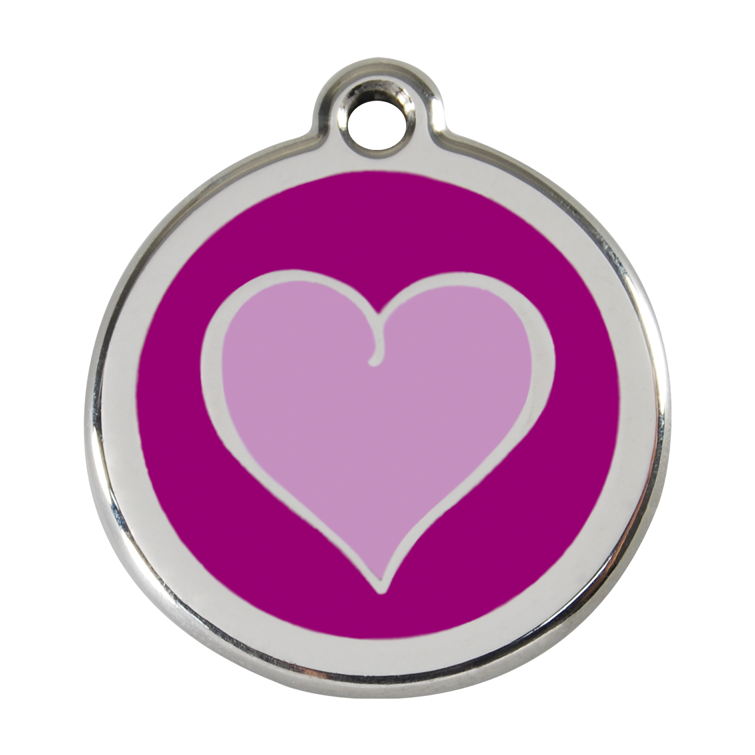 Red Dingo Stainless Steel & Enamel Two Tone Purple Heart Dog ID Tag
