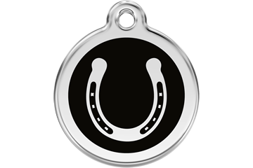 Red Dingo Stainless Steel & Enamel Horseshoe Dog ID Tag