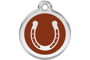 Red Dingo Stainless Steel & Enamel Horseshoe Dog ID Tag