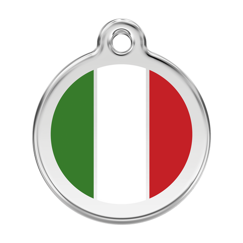 Red Dingo Stainless Steel & Enamel Italian Flag Dog ID Tag