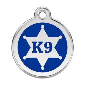 Red Dingo Stainless Steel & Enamel K9 Badge Dog ID Tag