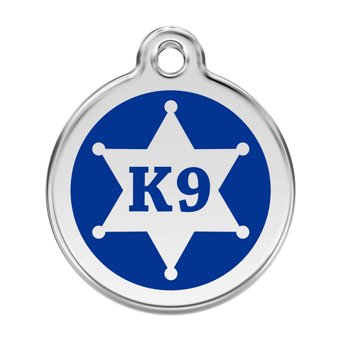 Red Dingo Stainless Steel & Enamel K9 Badge Dog ID Tag