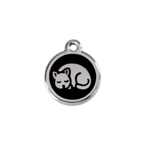 Red Dingo Stainless Steel Sleepy Kitty Cat ID Tag