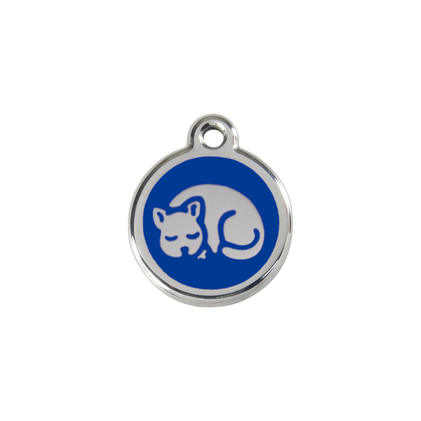 Red Dingo Stainless Steel Sleepy Kitty Cat ID Tag