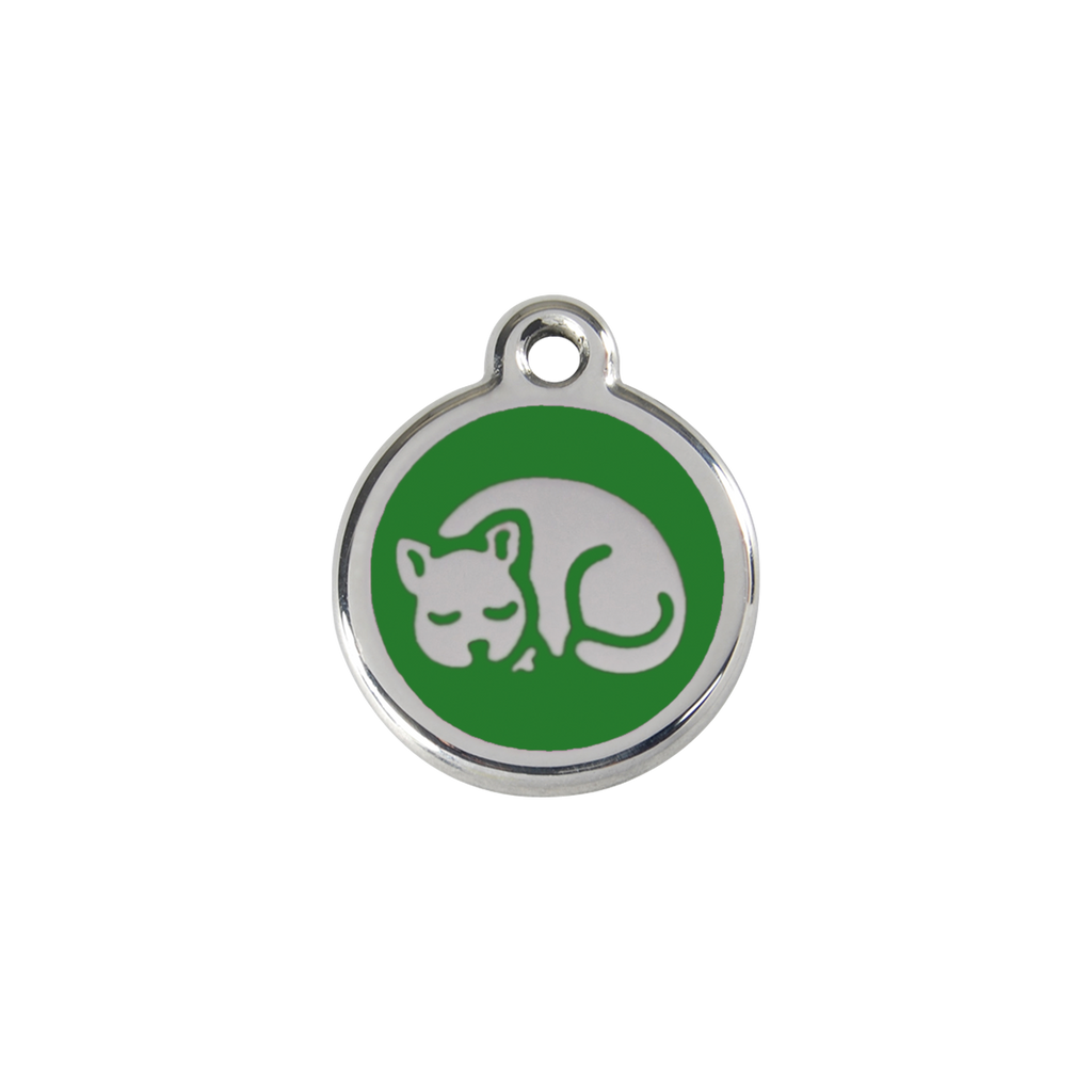 Red Dingo Stainless Steel Sleepy Kitty Cat ID Tag