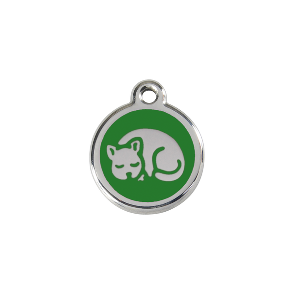 Red Dingo Stainless Steel Sleepy Kitty Cat ID Tag