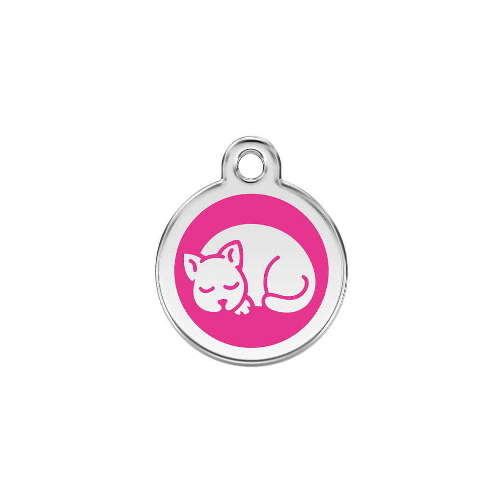 Red Dingo Stainless Steel Sleepy Kitty Cat ID Tag