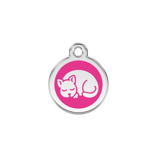 Red Dingo Stainless Steel Sleepy Kitty Cat ID Tag