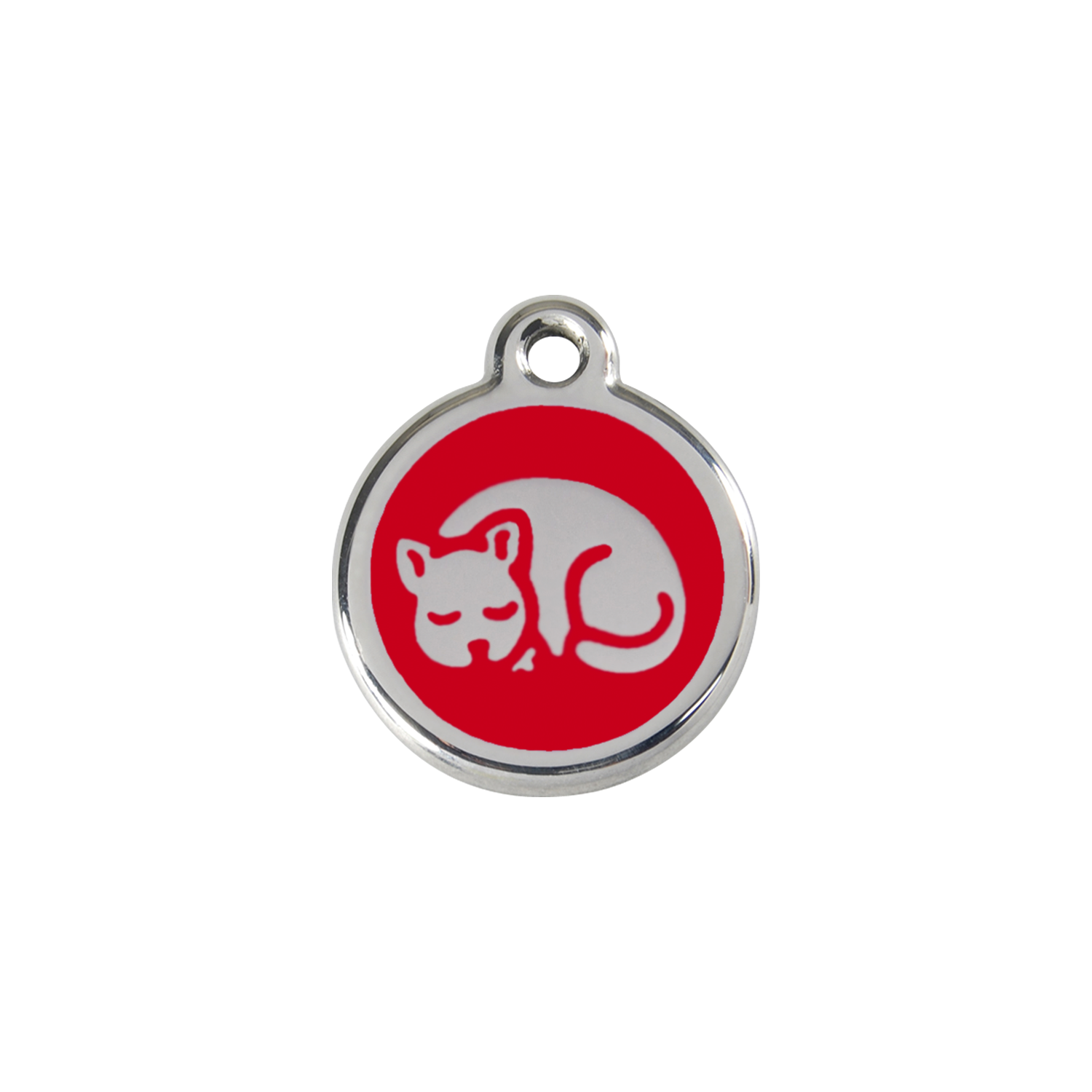 Red Dingo Stainless Steel Sleepy Kitty Cat ID Tag