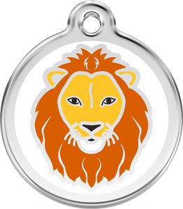 Lion Stainless Steel and Enamel Dog Tag