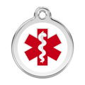 Red Dingo Stainless Steel & Enamel Medical Symbol Dog ID Tag