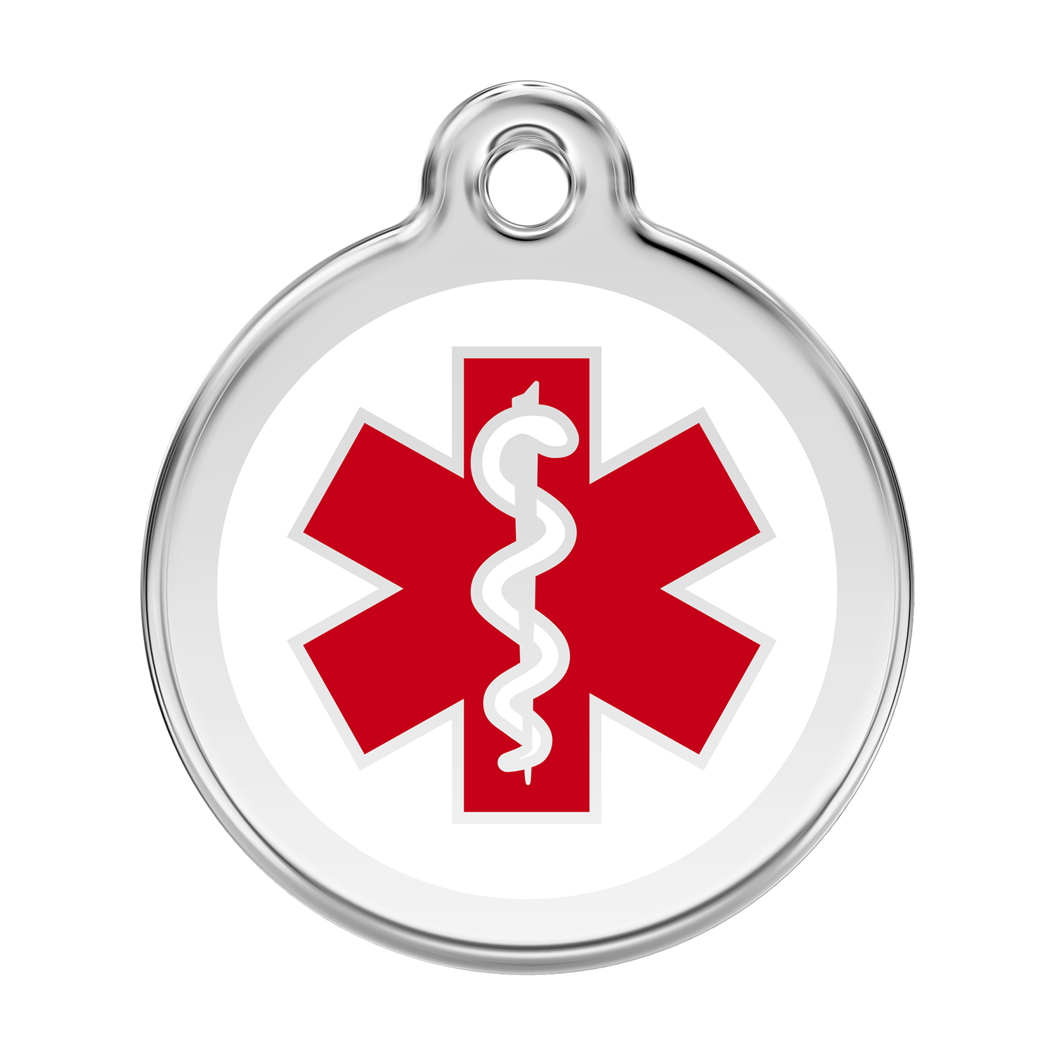 Red Dingo Stainless Steel & Enamel Medical Symbol Dog ID Tag