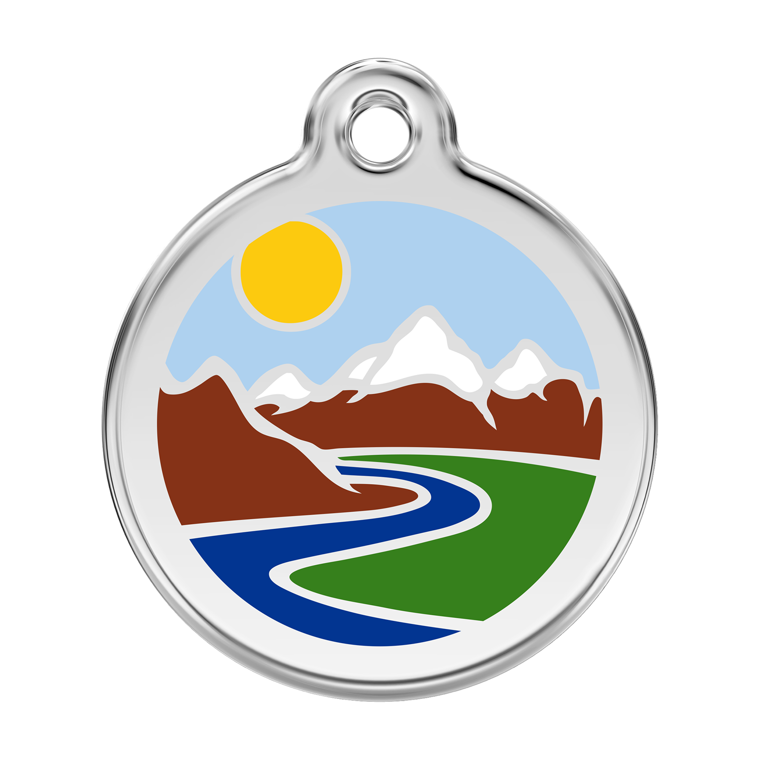 Red Dingo Stainless Steel & Enamel Mountains Dog ID Tag