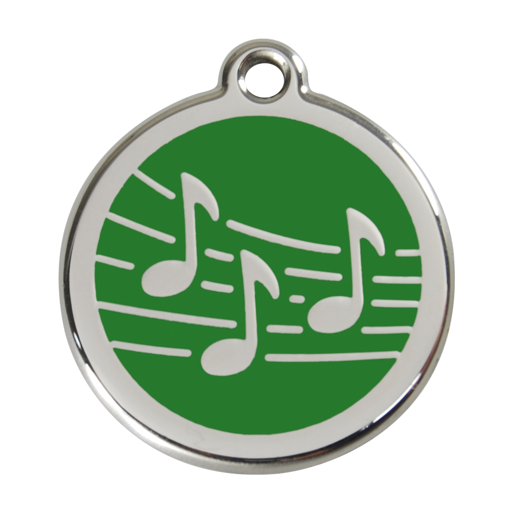 Red Dingo Stainless Steel & Enamel Music Notes Dog ID Tag