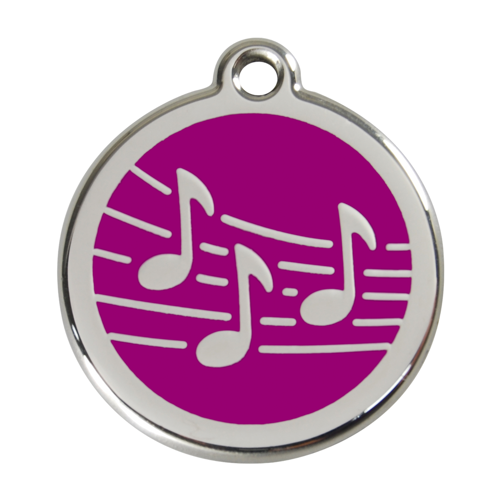 Red Dingo Stainless Steel & Enamel Music Notes Dog ID Tag