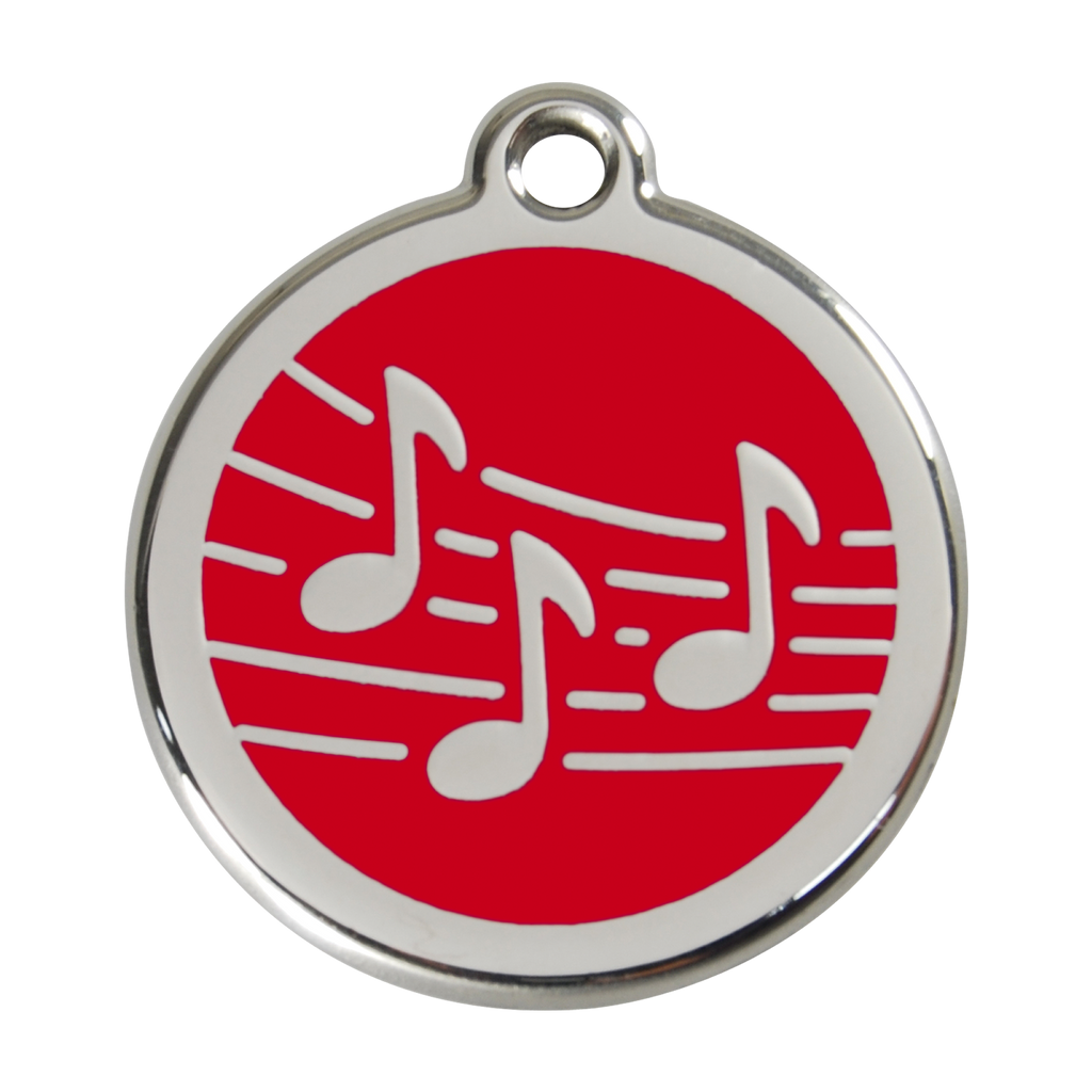Red Dingo Stainless Steel & Enamel Music Notes Dog ID Tag