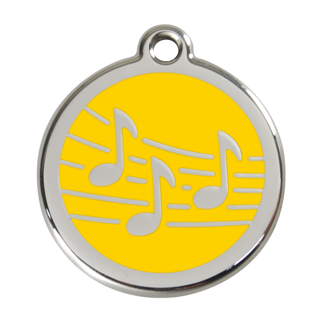 Red Dingo Stainless Steel & Enamel Music Notes Dog ID Tag